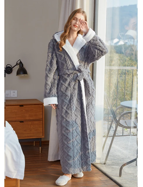 Dressing Gowns Womens Fluffy Long Women s Fleece Dressing Gown Men Women Winter Aliexpress