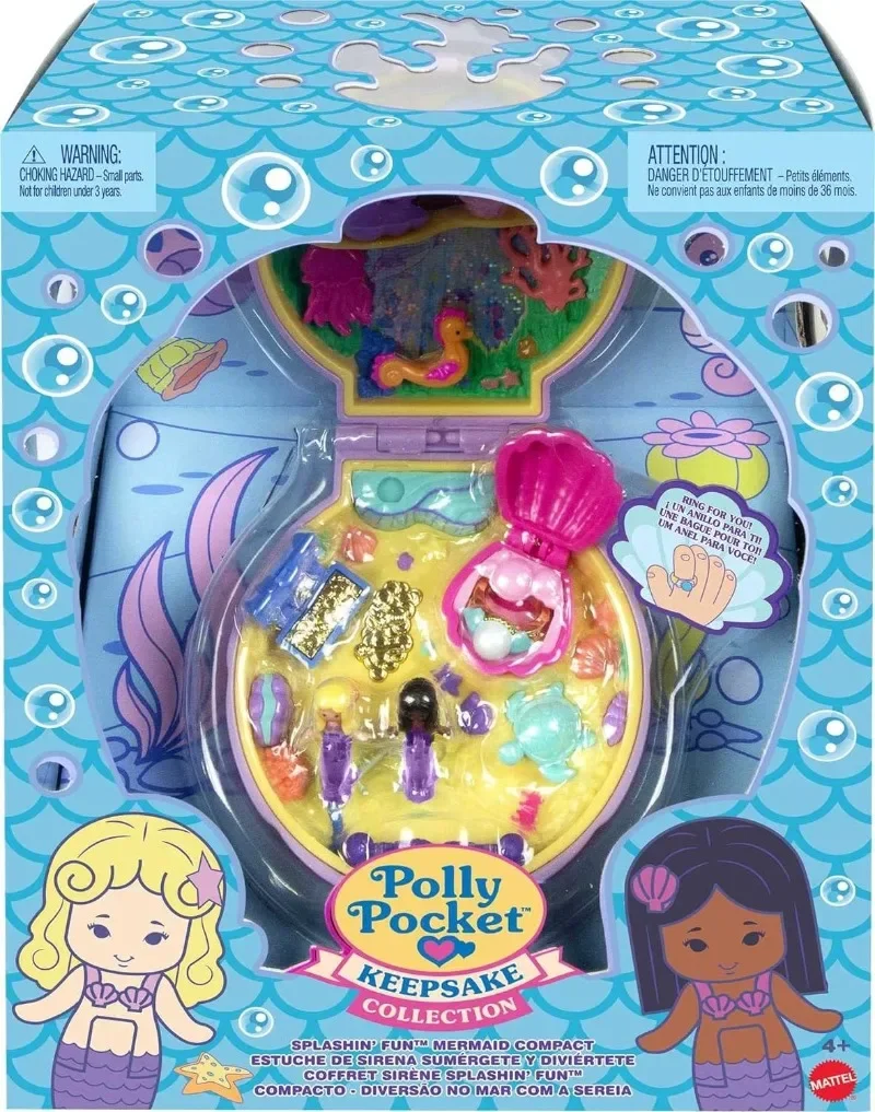 New Surprise Doll Polly Pocket Keepsake Collection Mermaid Dreams Collectible Compact Under The Sea Theme 2 Mermaid Dolls