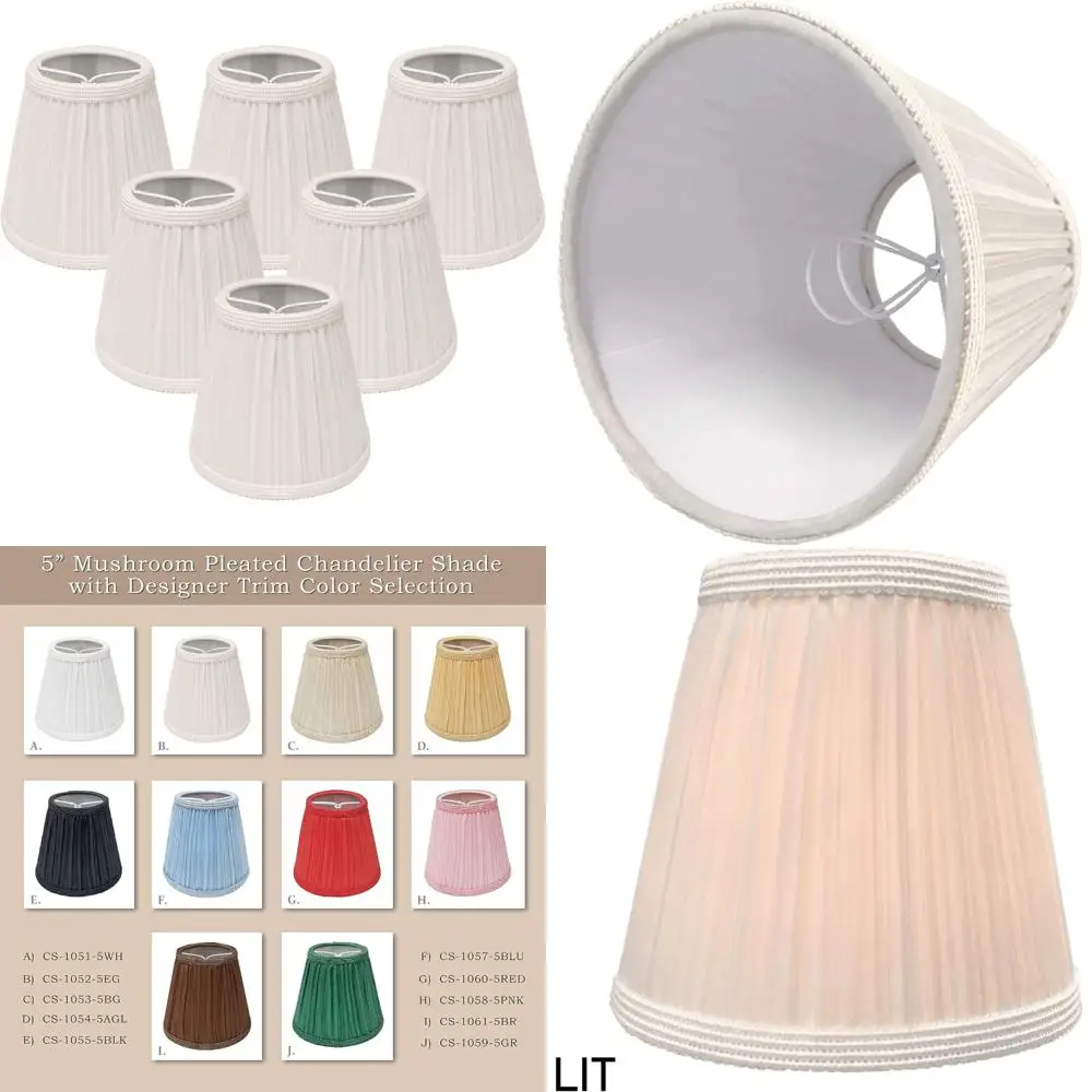 ظلال مصابيح الثريا الإمبراطورية ذات الطيات الفطر، 3 × 5 × 4.5 بوصة، لون قشر البيض، 6 عبوات، نمط المصمم #1