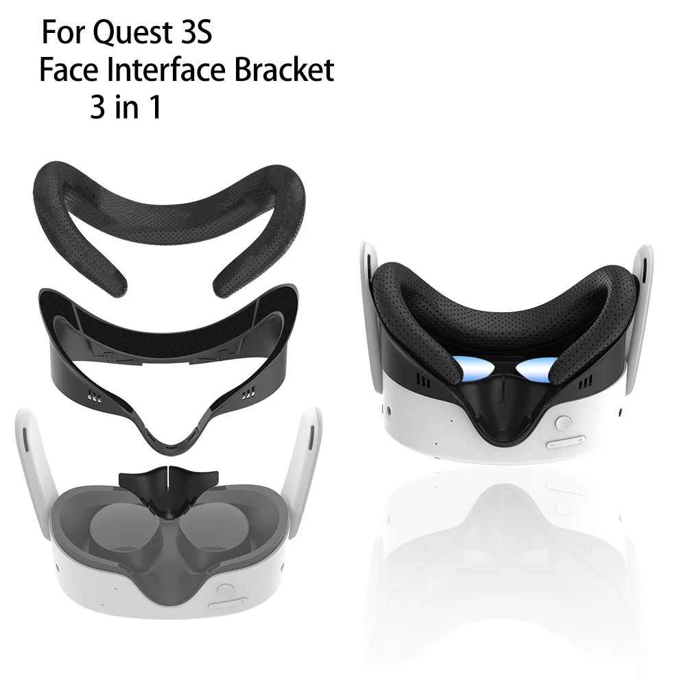 3-in-1 Face Interface Bracket for Meta Quest 3S | PU Foam Cushion & Silicone Nose Pad Set for Quest 3S