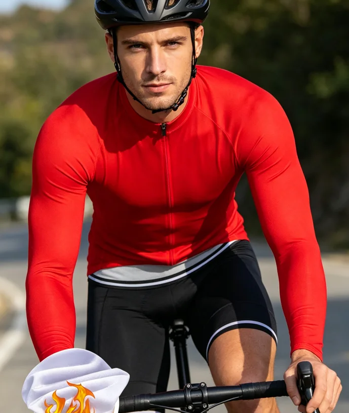 

Red Men Winter Thermal Fleece Cycling Jersey Top MTB Bicycle Clothing Long Sleeve Ciclismo Outdoor Warm Cothes Road Bike Uniform