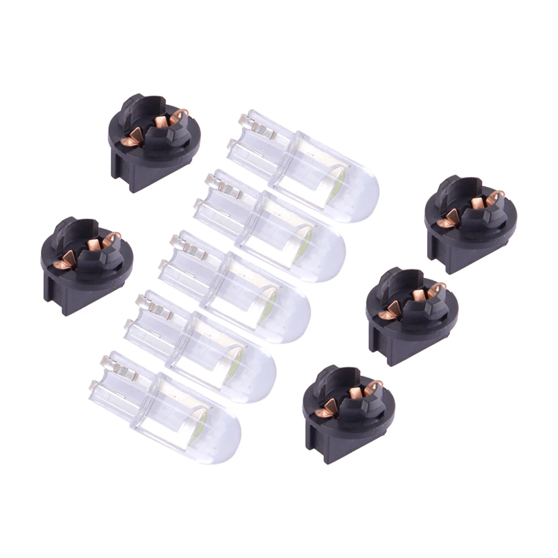 5 Sets Blue T10 COB LED W5W Interior Dash Instrument Cluster Gauge Light Bulbs With Sockets Universal for Car Truck Van Trailer