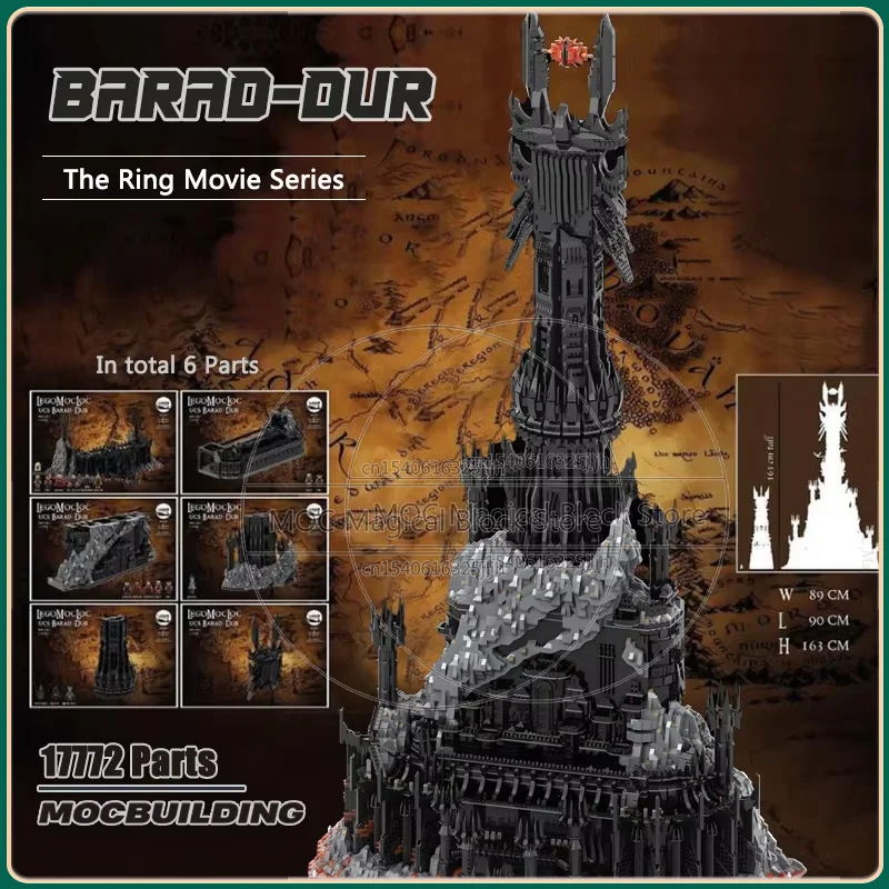 UCS Barad-Dur Moc Building Blocks Rings Movie Dark Tower Technology Bricks DIY Assembly Sets Collection Display Toys Xmas Gift