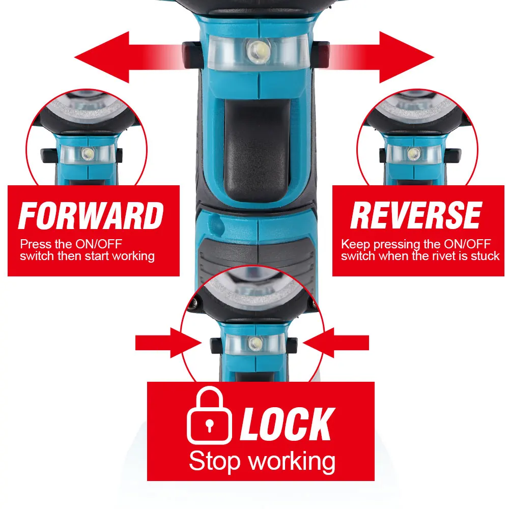 20000N Brushless Electric Rivet Gun 720W 2.4-5.0mm Cordless Rivet Nut Gun Drill Insert Auto Riveting Tool For Makita 18V Battery