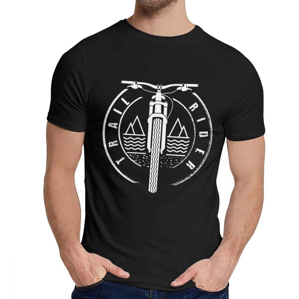 Trail Rider Mountain Bike Tee Shirt Crewneck  Men Pure Cotton Big Size T-shirt  invincible