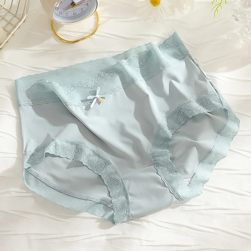 Seamless Cool Womans' Underwear Lace-Trim Bow Lightweight Lady Panties Summer Thin Mid-Waist Cute Girl's Underwear Sweet Briefs