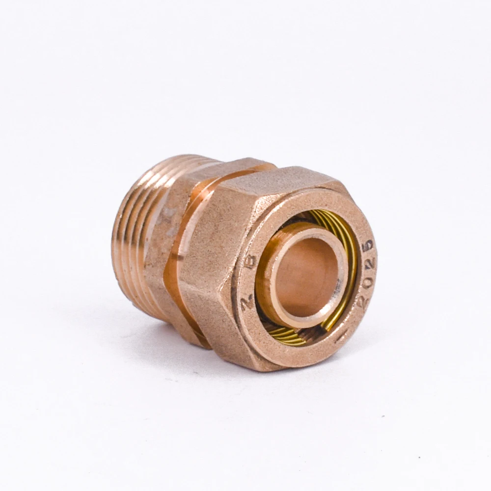 1216 1418 1620 2025 2632 PEX-AL-PEX 1/2" 3/4" 1" BSP Male Female Brass Straight Pipe Fitting Adapter For Solar Floor Heating