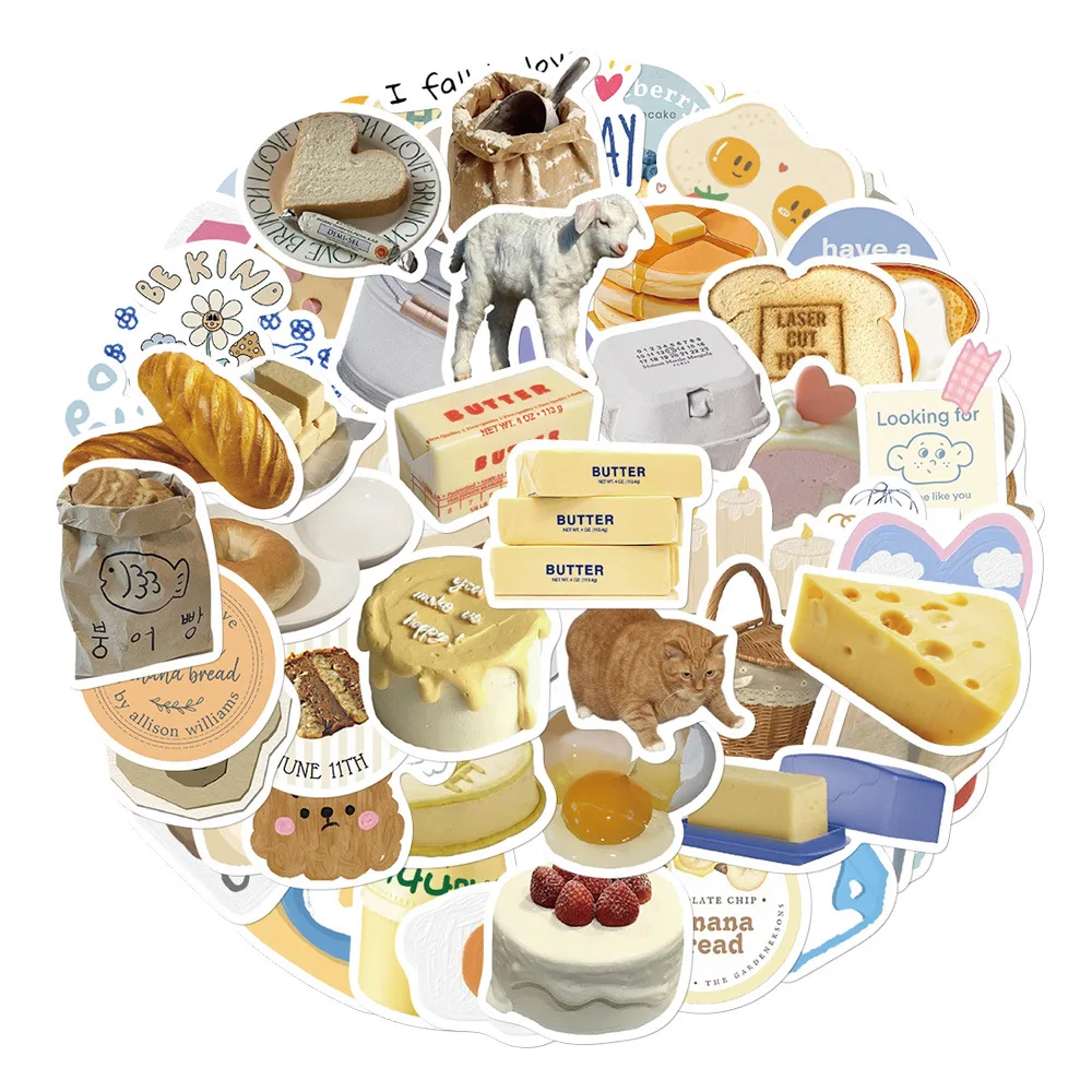 10/63PCS Butter Bread Series Graffiti Stickers Suitable for Helmet Desktop Laptop Wall Decoration DIY Sticker Package Wholesale