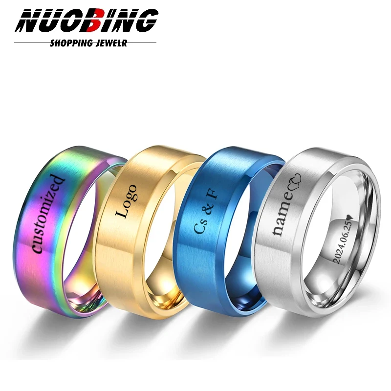 

Custom Name Ring Personalized Stainless Steel Proposal for Men and Women Couple Promise Ring Women's Romantic Jewelry Gift