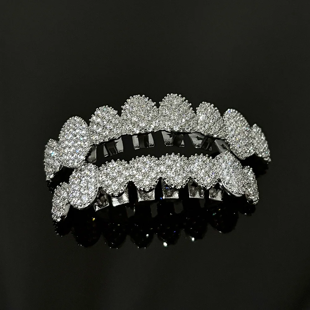 YOUNGX الهيب هوب مثلج خارج تشيكوسلوفاكيا حجر الأسنان قبعات للنساء الرجال الأقواس الشرير 8/8 لامعة الزركون الأسنان الشوايات مجوهرات تأثيري الأنياب #4