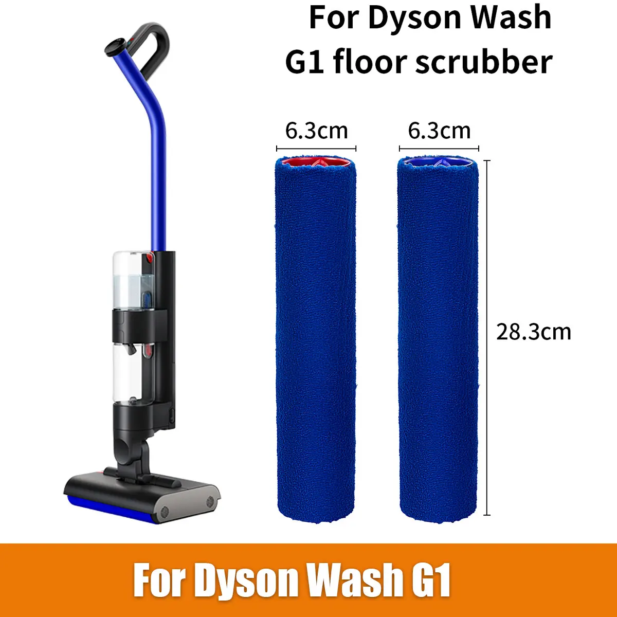 For Dyson WashG1 Roller Brush Replacement - High-Efficiency Soft Roller Bar for Wet Vacuum Cleaner, Front & Rear Debris Removal