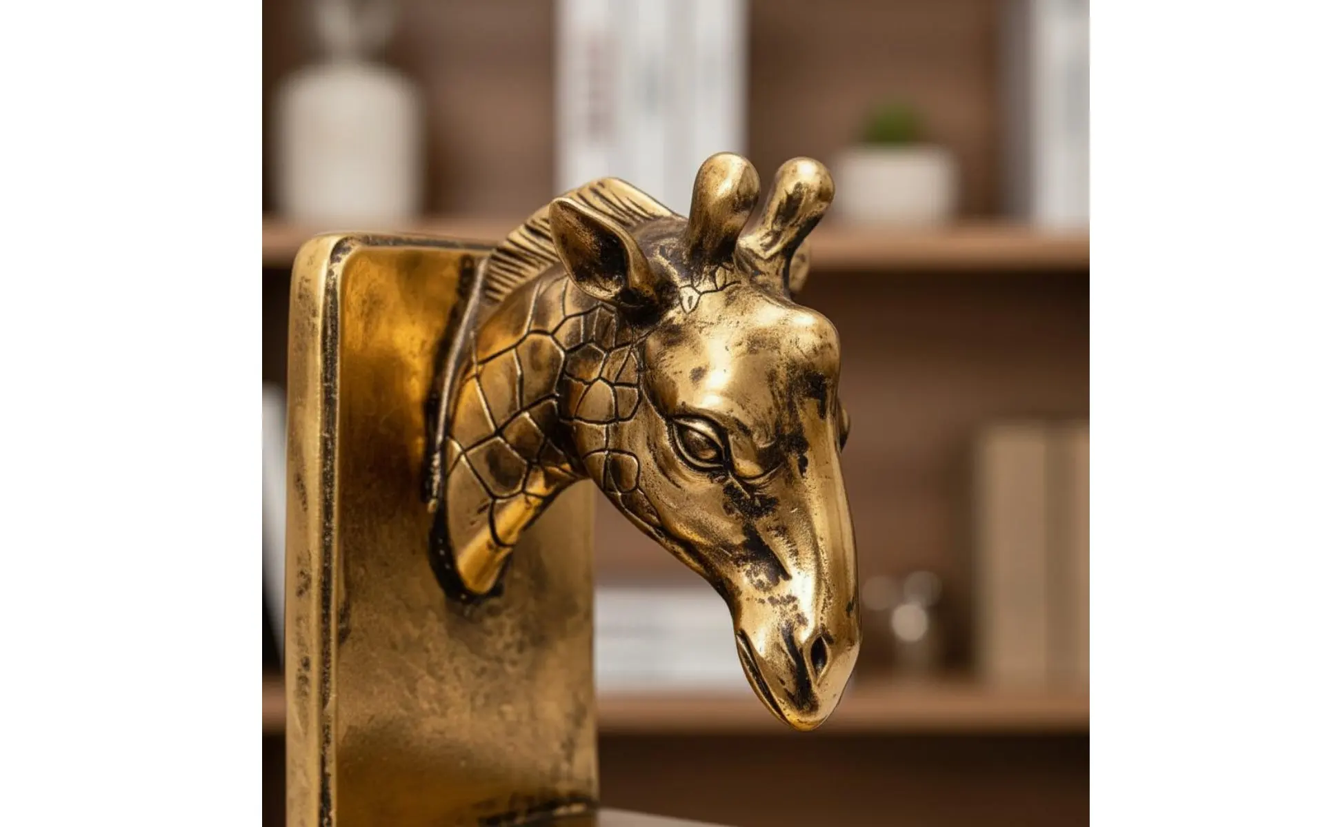 2 Pieces Giraffe Bookends Vintage Gold Giraffe Bookends Decorative Creature Book Stoppers Nordic Design Bookend Set for Office