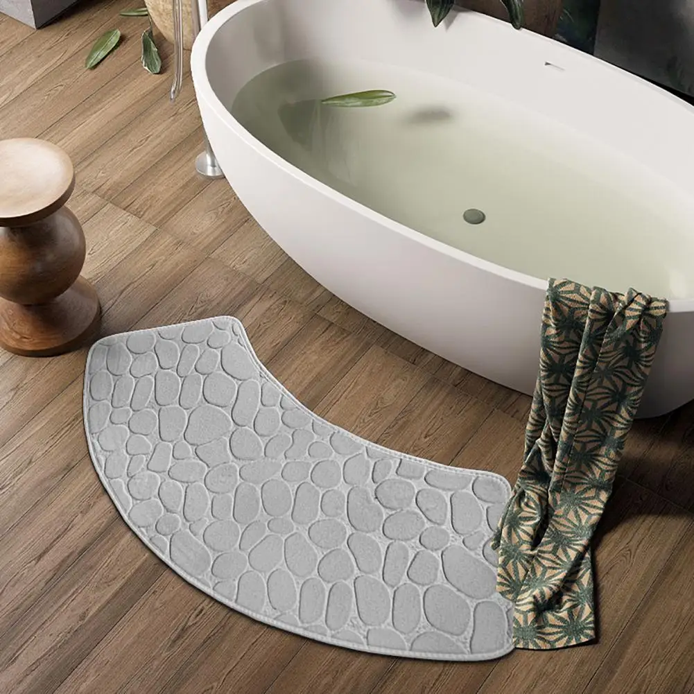Non-slip Bath Mat Luxurious Coral Velvet Bathroom Floor Mat with Anti-slip Pebble Design for Quick-drying Water for Hotel