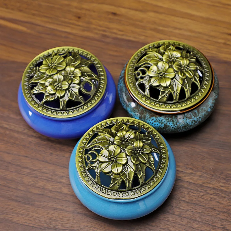 

Cz ceramic incense burner - ice crack aroma diffuser - creative ceramic incense holder ornament