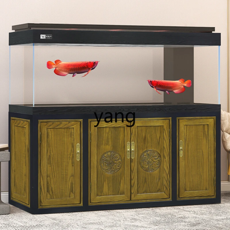 Yjq High-End Solid Wood Large and Medium-Sized Bottom Filter Super White Glass Fish Tank Household Ecological Dragon Fish Tank