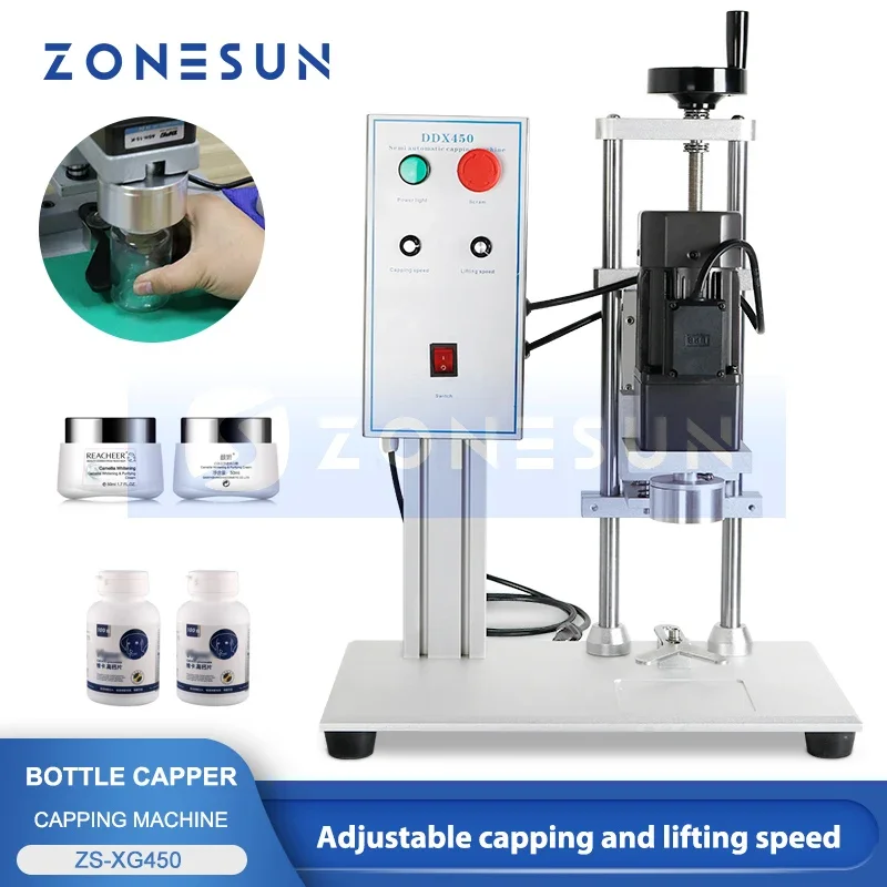 

ZONESUN ZS-XG450 Electrical Semi-Automatic Lotion Hand Gel Bottle Capping Machine Flip Top Cap Screwing Sealing Machine