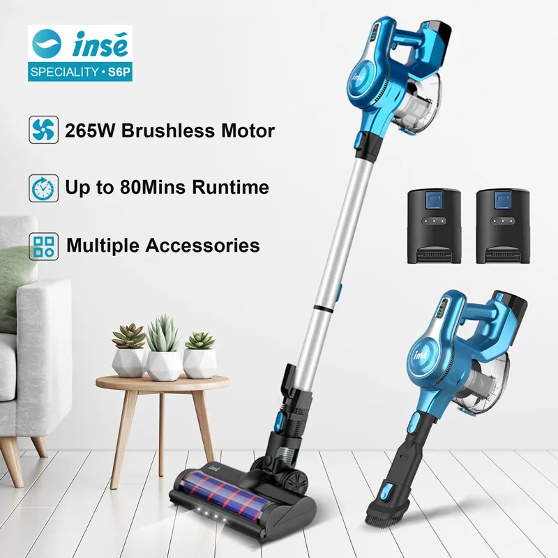 Aspirapolvere a batteria 250W Brushless Motor Stick Cordless Vacume 40 minuti Runtime aspirapolvere domestico con 2 batterie