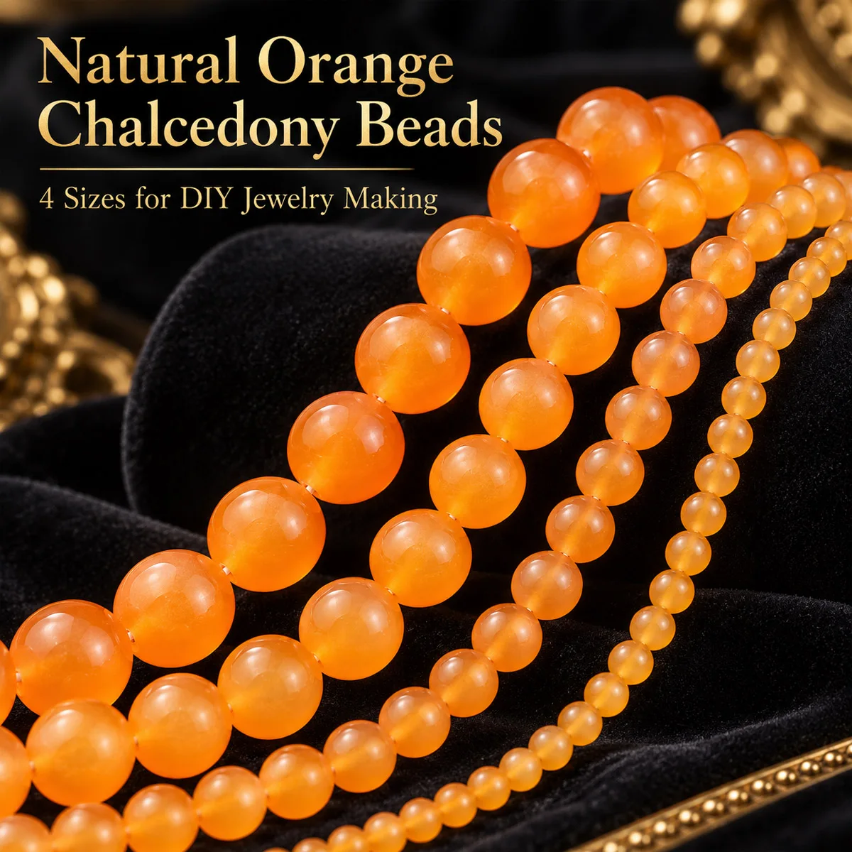 4-10mm 18pcs Stone Half Strand Orange Red Agate Spacer Loose Beads For Jewelry Making DIY Bracelets Necklace Accessories