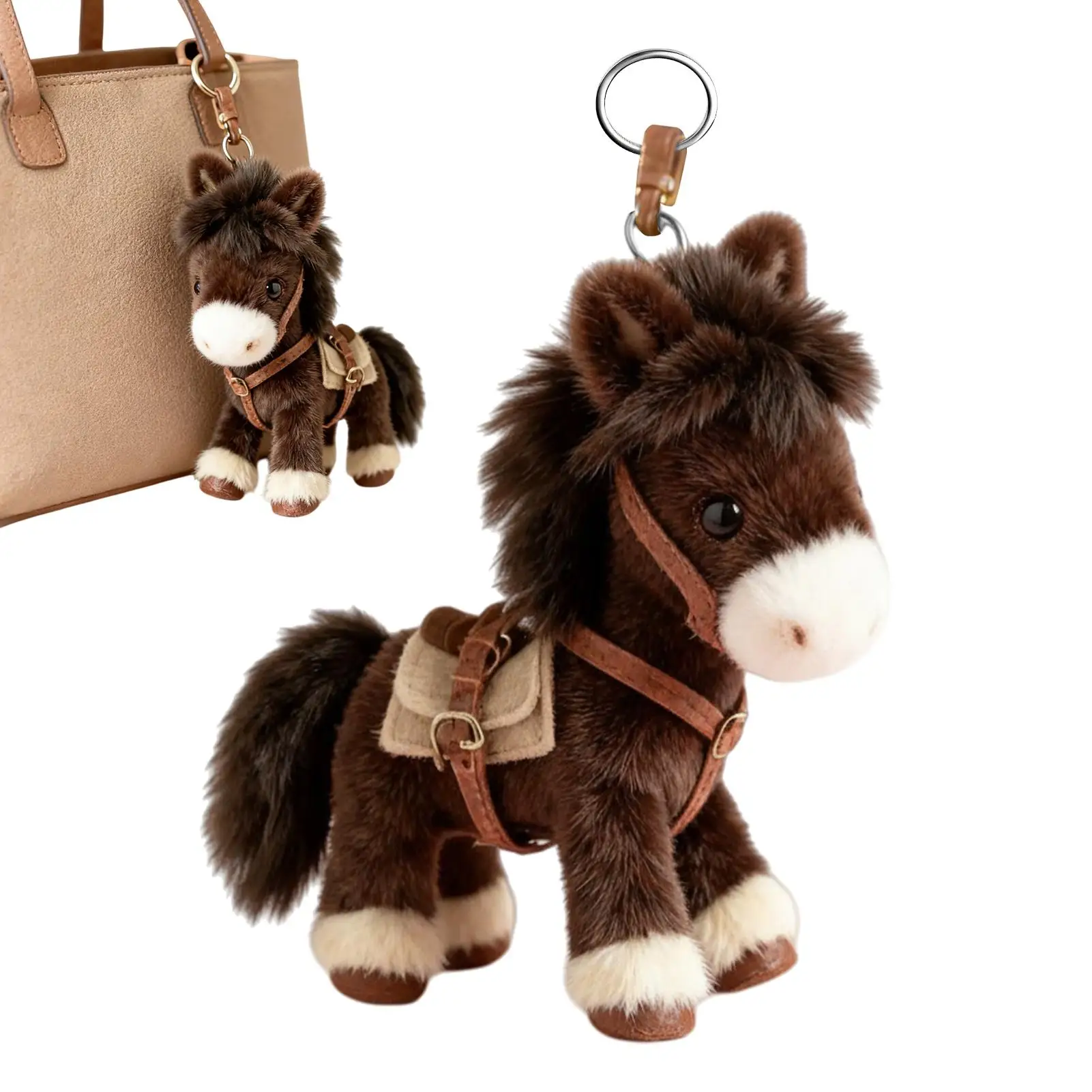 

Милый плюшевый брелок-талисман Года Лошади 2026, мягкая игрушка-лошадь к Китайскому Новому году, подвеска для сумки, рюкзака, брелок для ключей