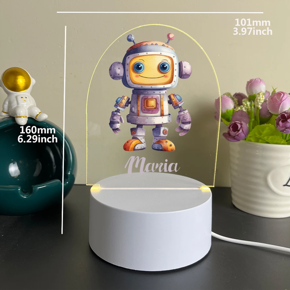 Personalized Custom Robot  Cartoon  Table Lamp Acrylic Night Lights Gift 3D Led Night Light Color Changing