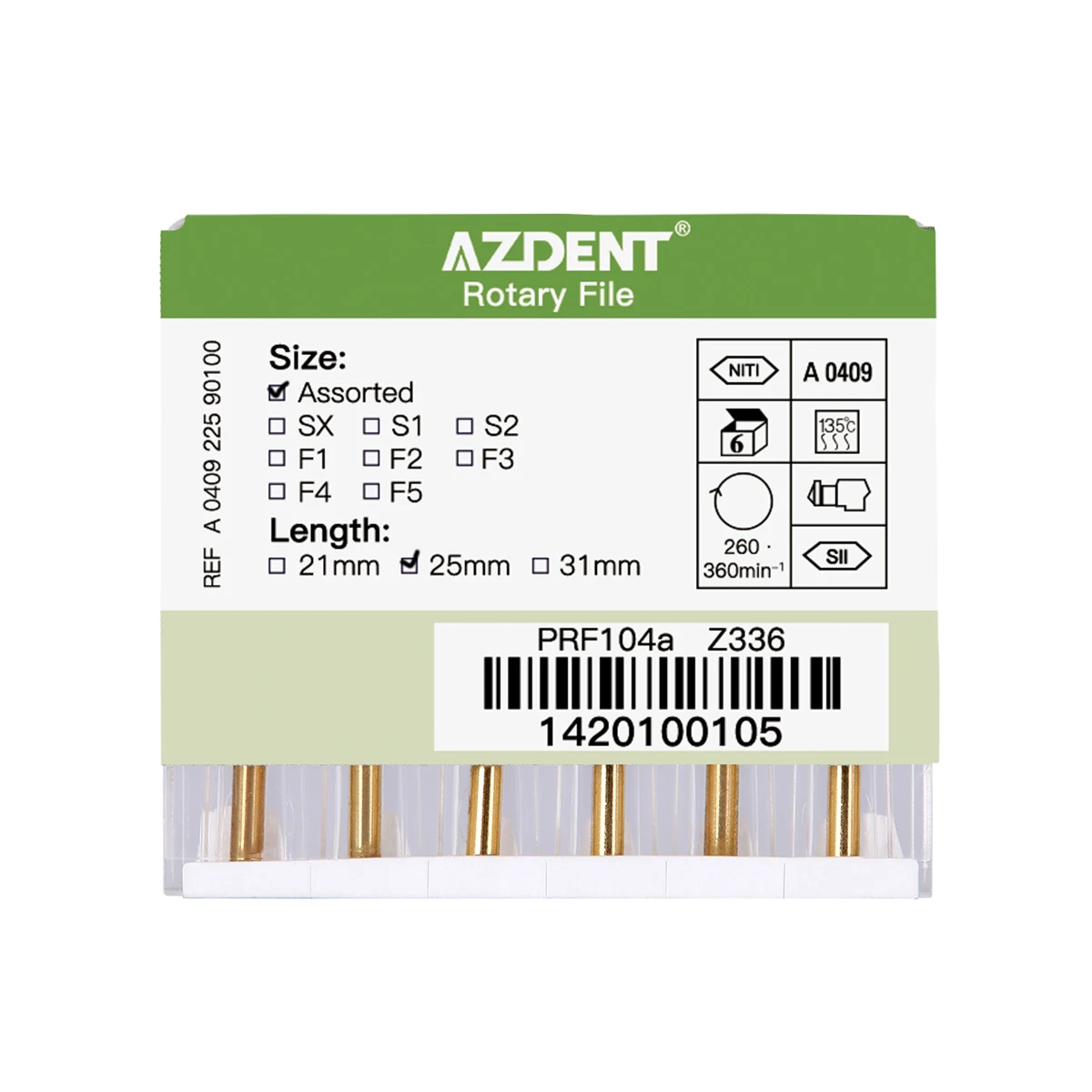 5 Boxen AZDENT Dental Wurzelkanalfeilen Motorbetriebene NiTi Super Rotary Wärmeaktivierte Endodontische 25mm SX-F3 Zahnärztliche Instrumente – Detail 3