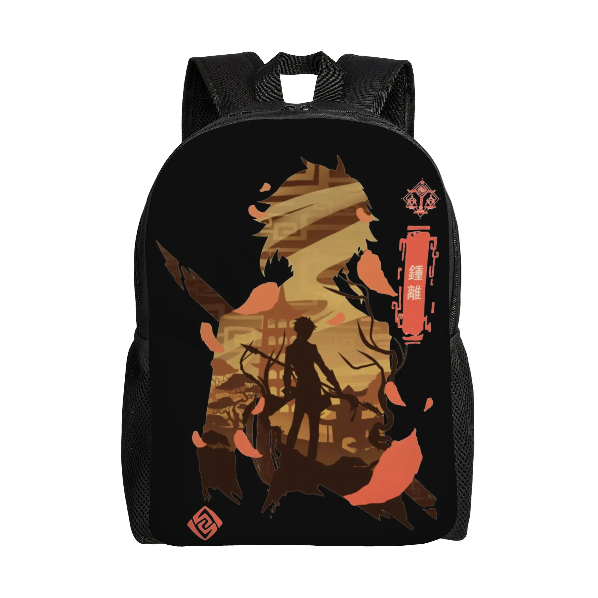 

Рюкзак Zhongli Genshin Impact для подростков, легкий, для старшей школы, походов, путешествий, с изображением Паймон, игровой рюкзак, сумка для ноутбука через плечо