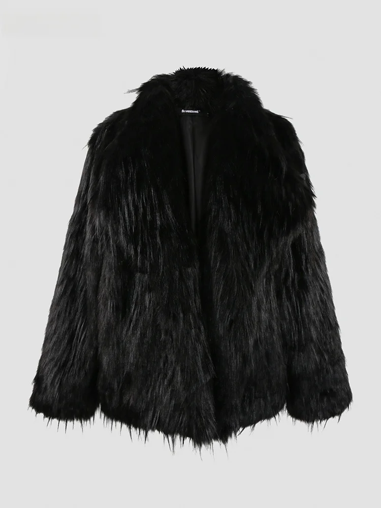 

Модное меховое пальто Nerazzurri для молодых женщин, новинка 2024 года, повседневный свободный крой, длинный рукав, корейский стиль