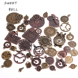 SWEET BELL 20 Stück 2 Farben Vintage Metall Zinklegierung Gemischte Uhr Anhänger Charms Steampunk Uhr Charms für DIY Schmuckherstellung