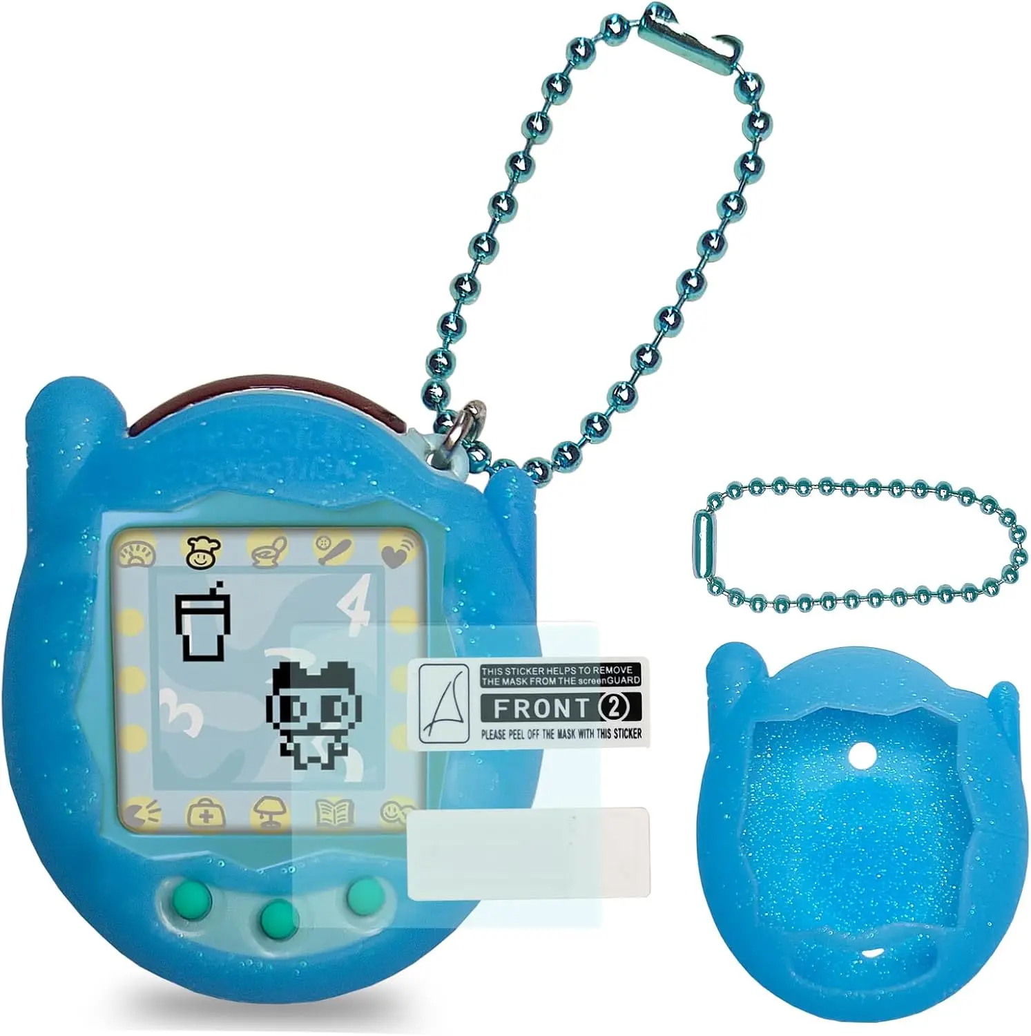 New Soft Silicone Case and Screen Protector Film and Color Chain Replacement for Tamagotchi Connection Interactive Virtual Pet