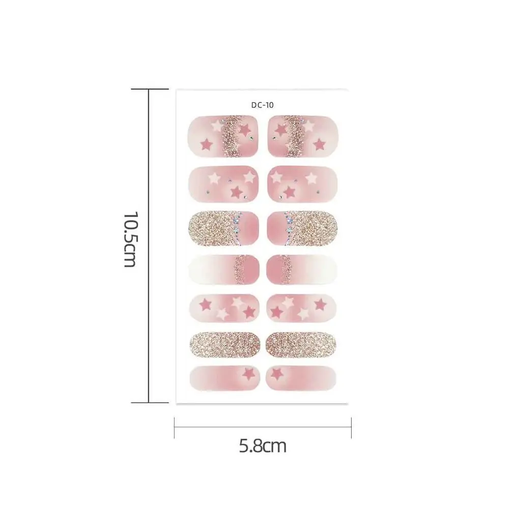 14 strisce di adesivi per unghie in gel semipurato Toppa per unghie floreale a copertura totale French Nail Art Adesivi per nail art scintillanti