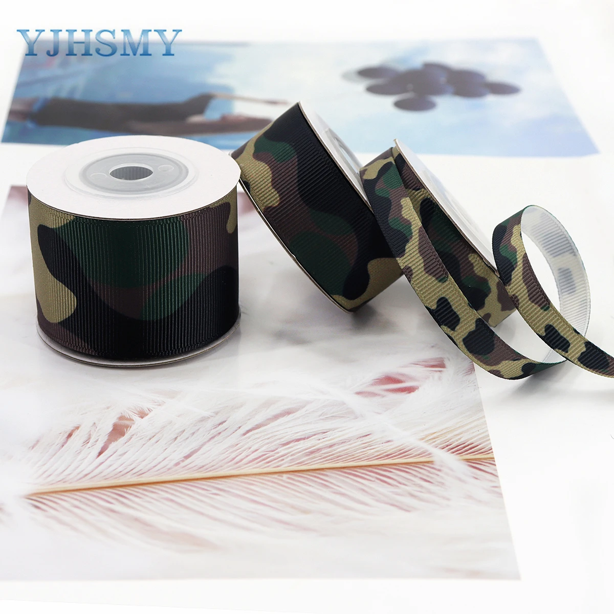 Camouflage Print Woven Ribbon Camo Ribbon Wrapping Camouflage Ribbon Polyester Fabric Ribbons for Wreath Bow DIY Crafts Party