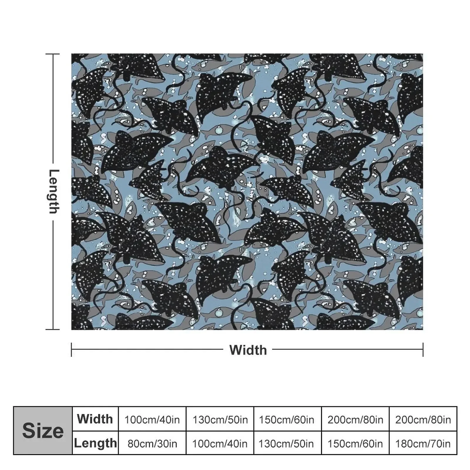 Black Spotted Eagle Ray School of Fish Pattern Throw Blanket Sofas Furry Blankets