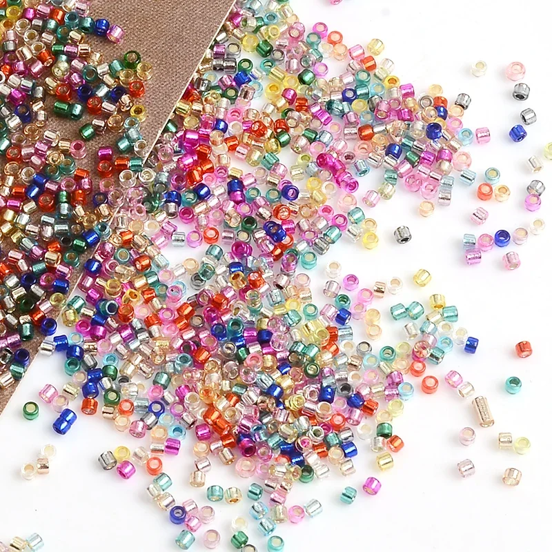 2mm 11/0 Uniform Loose Tube Silver Colour Inside Seed Beads Czech Glass Beads Bracelets Necklace Ring Making Seedbeads For DIY