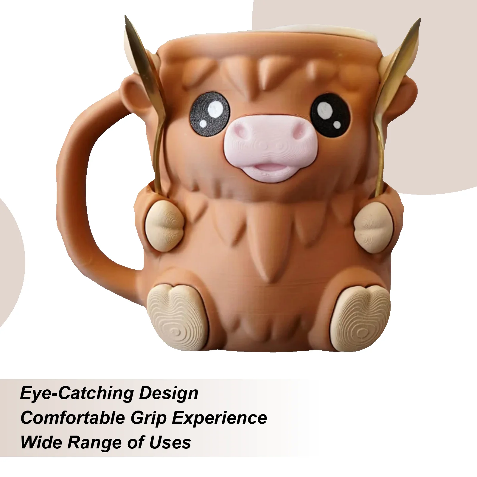 Ice Cream Pint Holder Highland Cow Dessert Tub Decorative Ice Cream Holder with Antifreeze Handle for Yogurt Mix Kids Home