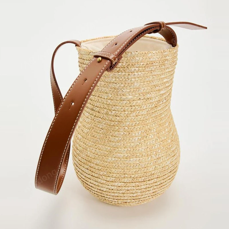 Yao Dong Gourd Bucket Underarm Bags For Women Luxury Designer Handbag And Purses 2024 New In Casual Handmade Weave Shoulder Summ