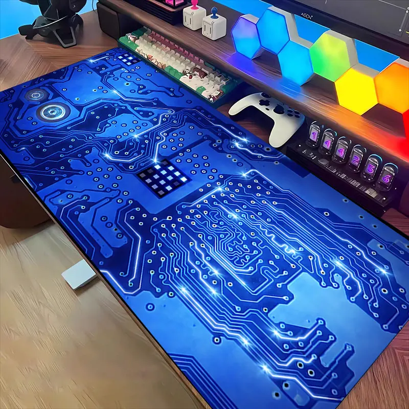 

Large Black Circuit Board Design Gaming Mouse Pad Non-Slip Cool Desk Mat Pads for Office PC Room Decorations Home Gamer Playmat