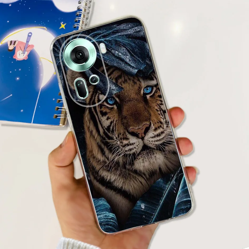 For OPPO Reno 11 2024 Case New Fashion Flower Transparent Silicone Soft Cover For OPPO Reno11 CPH2599 Funda Reno 11 Pro 5G Coque