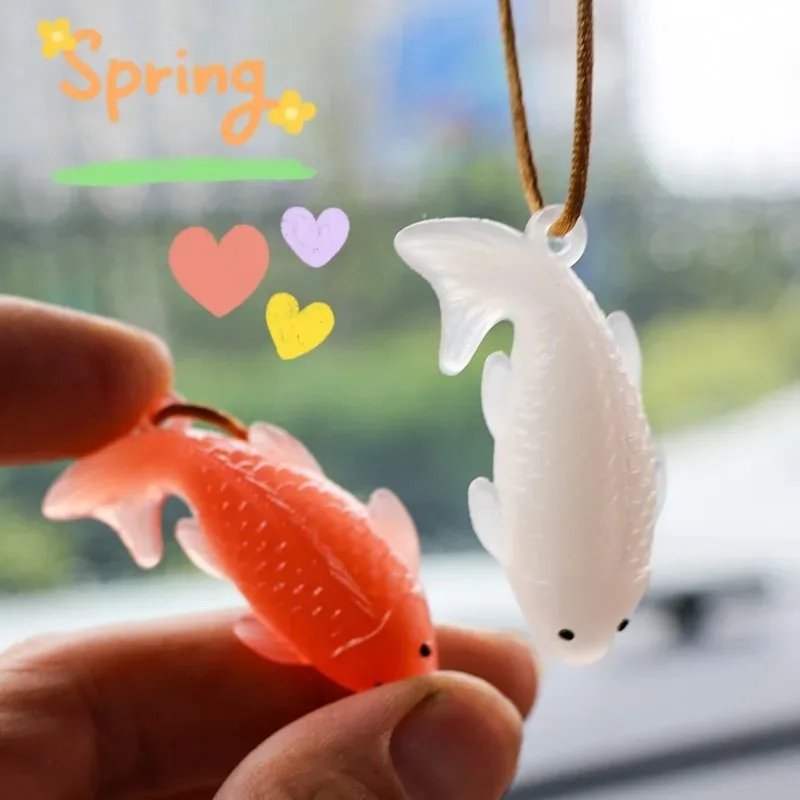 Cute Grilled Fish Pendants Color Change White-orange in Sunlight Car Pendants Bag/Keychain Decorations Auto Interior Accessories