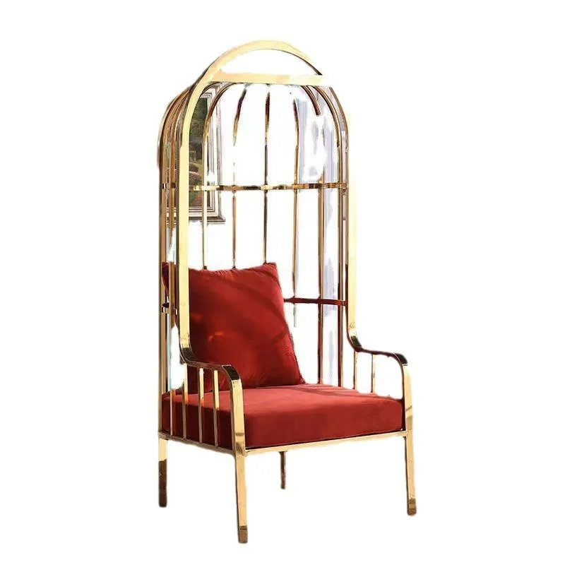

Light luxury bird cage sofa chair hotel lobby chair modern simple beauty salon stainless steel image chair
