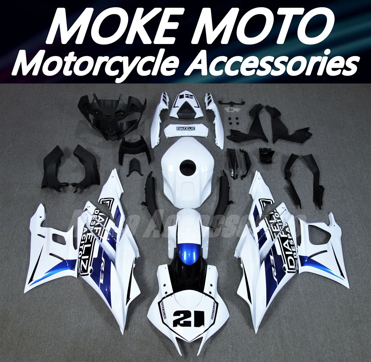 

Motorcycle Fairings Kit Fit For YZF R25 R3 2019 2020 2021 2022 2023 Bodywork set High quality ABS injection White Blue