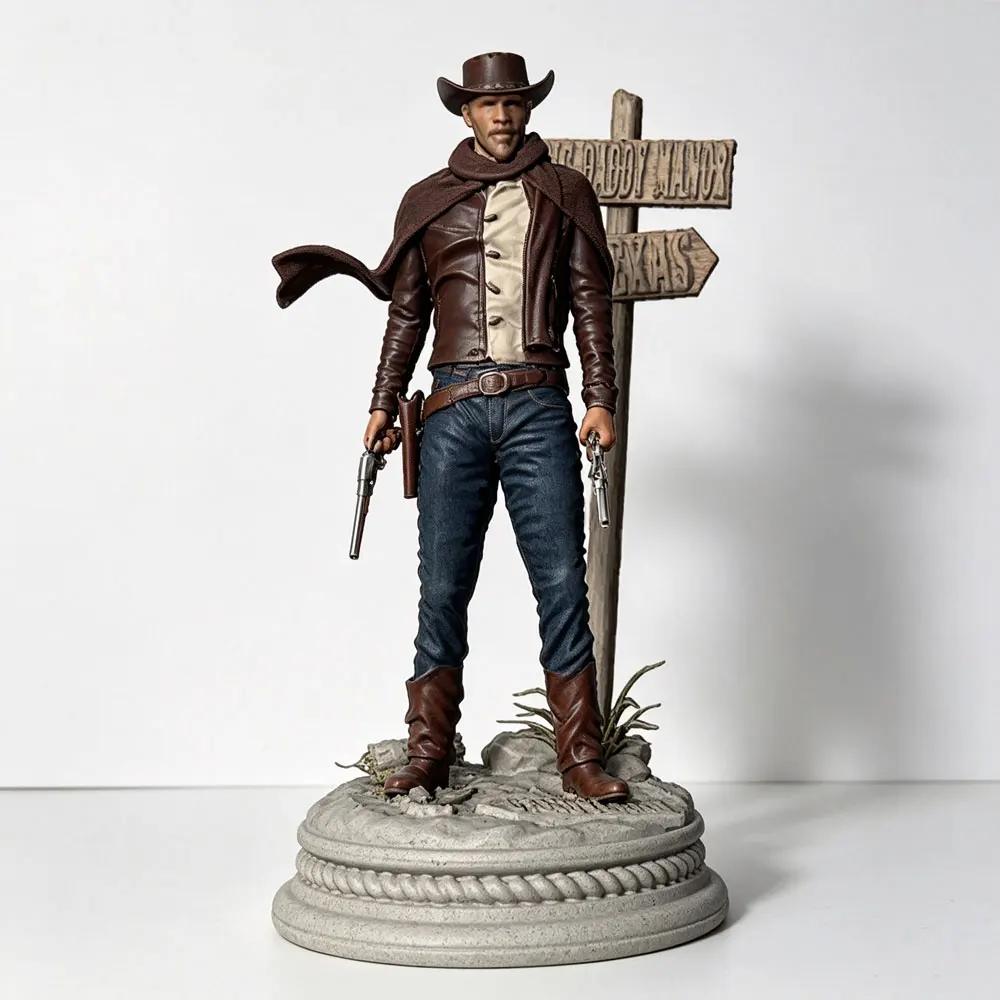 1/24 desktop decoration, western cowboy style resin model set, GK mini 3D printed grey model doll, DIY doll model, not colored