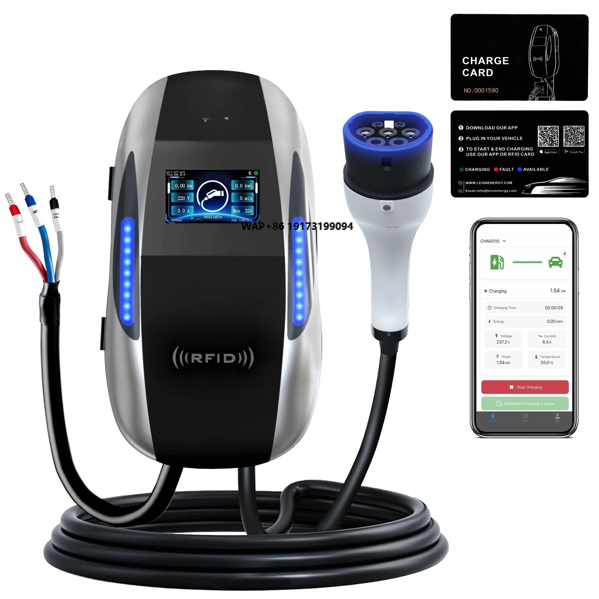 

Зарядное устройство Leisheng V2G V2H для электромобилей, 32А, с подключением к Wi-Fi, управление через приложение, 7 кВт, Type2, новый кабель 5 м