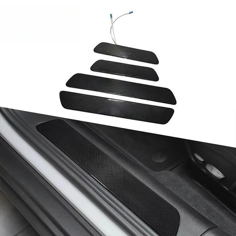 Carbon Fiber Pattern Car Light Wiring-free Induction Phantom Atmosphere Light Car Welcome Door Sill Light  for 2017+