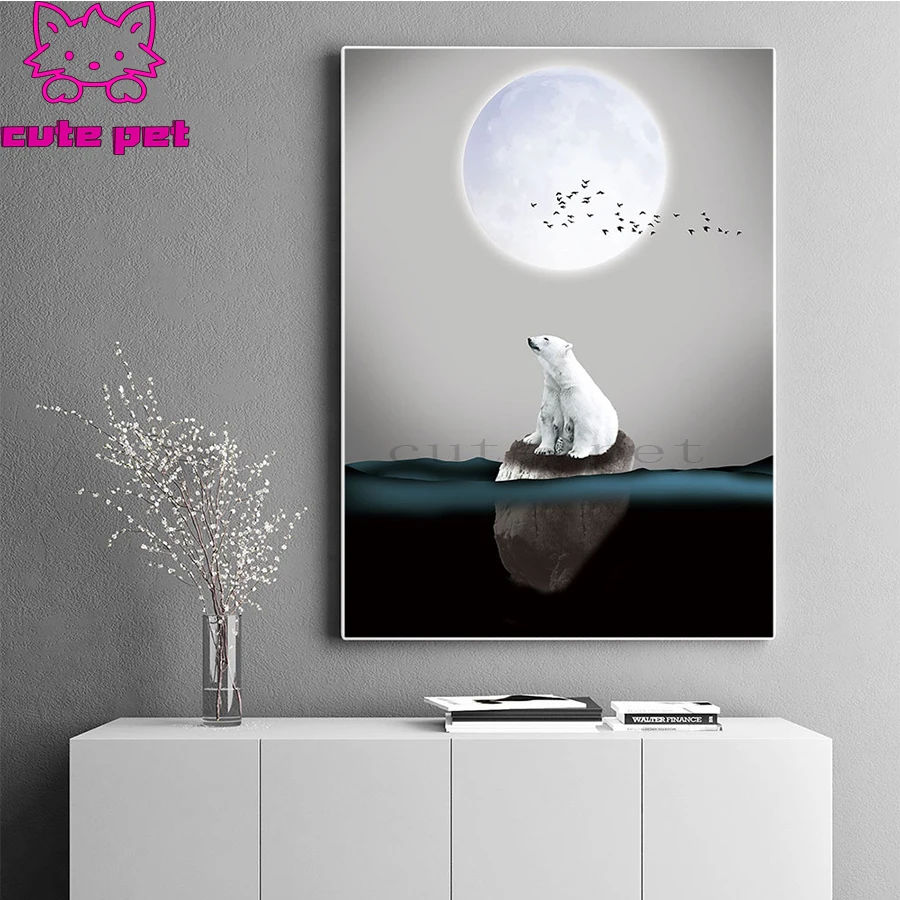 diamond paintingModern Art, Lonely Polar Bear Wall Art  5d diy handmade embroidery kit full square/round drill home decor