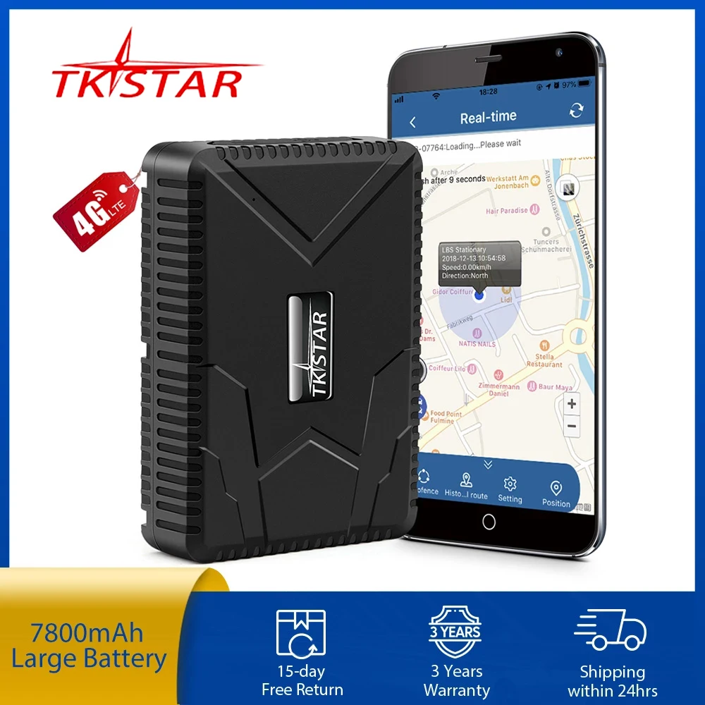 

4G car GPS tracker TKSTAR TK915 GPS locator 7800mAh magnet waterproof IP67 tamper proof alarm lifetime free application
