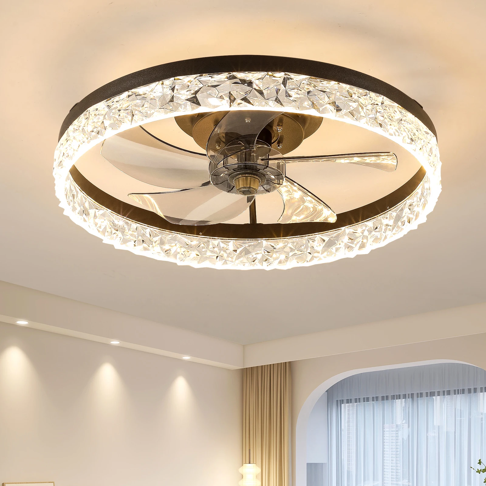 

Modern LED Ceiling Fan Light with Remote Control, 3 color temperature(3000K/4500K/6000K),Energy Efficient, Quiet Operation