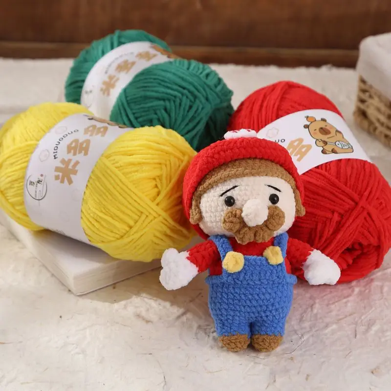 Matte Chenille Ice Cream Yarn, Woven Handmade Doll Thread, Scarf and Hat Thread, Breathable, Skin Friendly and Soft