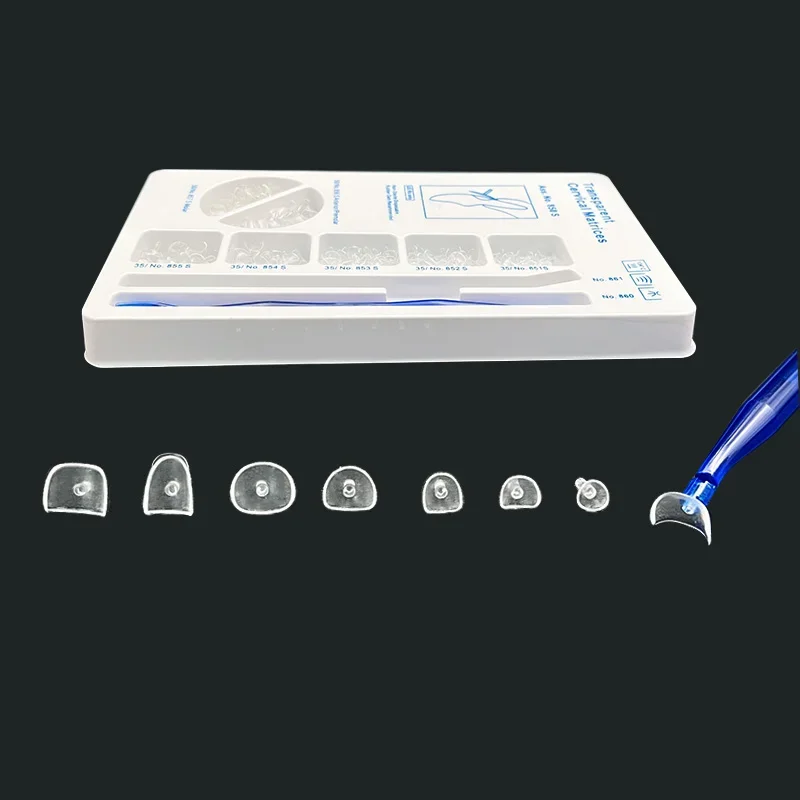 275pcs Matrice + 2pcs Handle Dentist Resin Filling Materials Sterilizable Dental Transparent Cervical Matrices Kits Dentist Tool