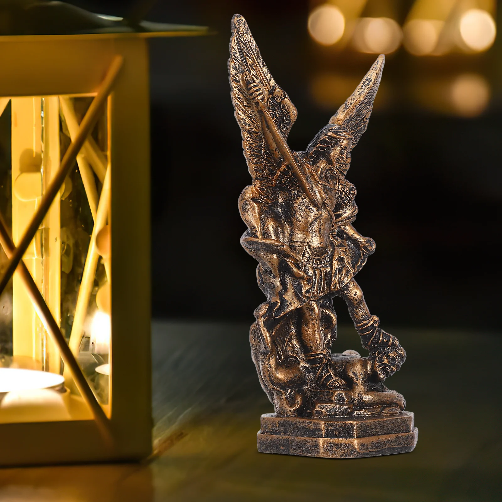 

1pc Luxury Resin Statue Desktop Ornament Large Angel Sculpture Retro Angel Decoration Small Adorable For Home Office Gift