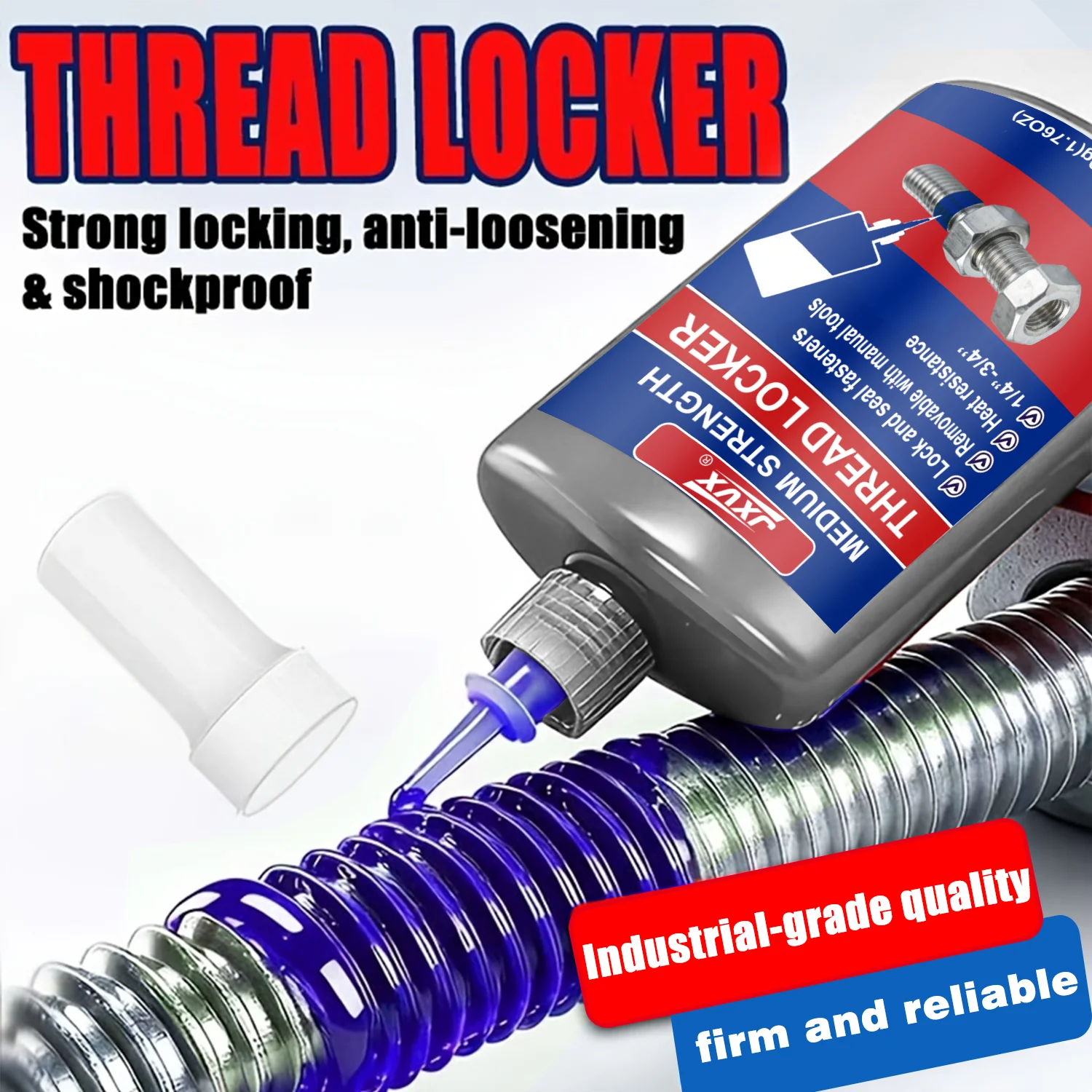 243 Medium Strength Threadlocker Blue Thread Locker Blue Screw Glue Agent Anaerobic Sealant Glue Anti-Loose Permanent Locking  Fasteners Agent Glue Anti-Loose Rustproof 50ml.